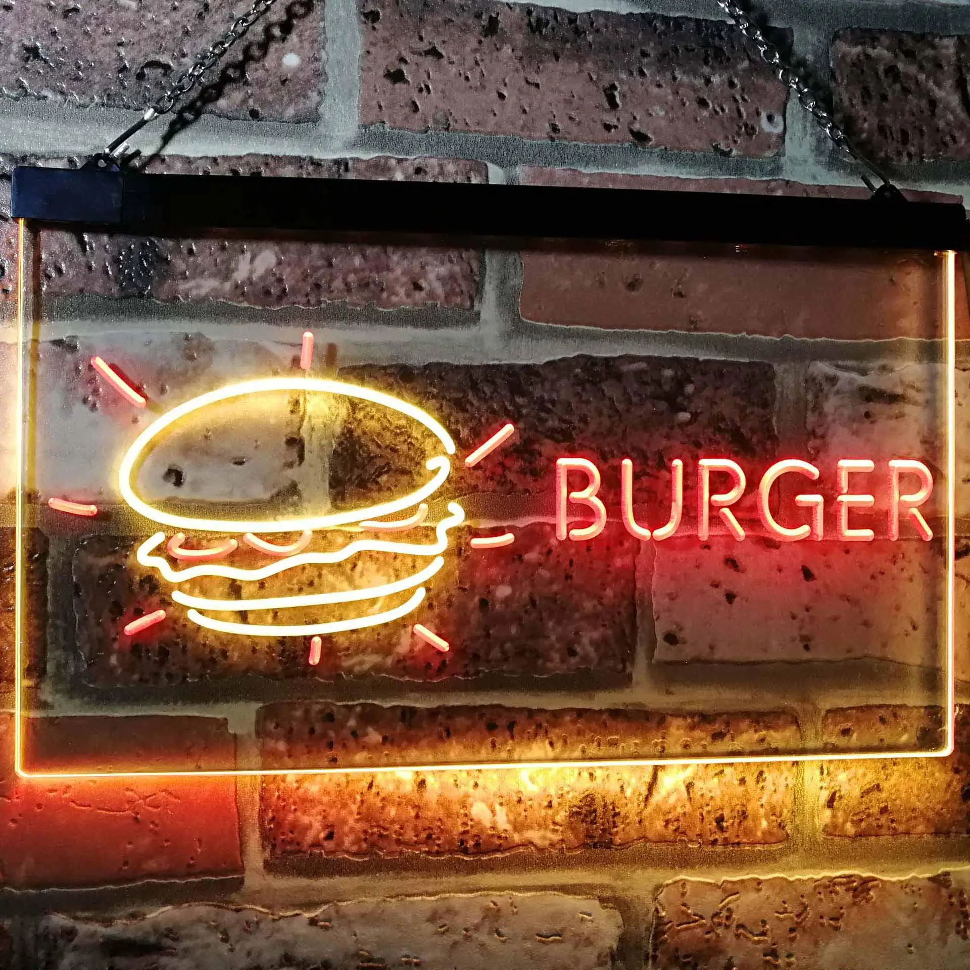 Burger Kitchen Decoration Dual-color LED Neon Sign st6-i2177