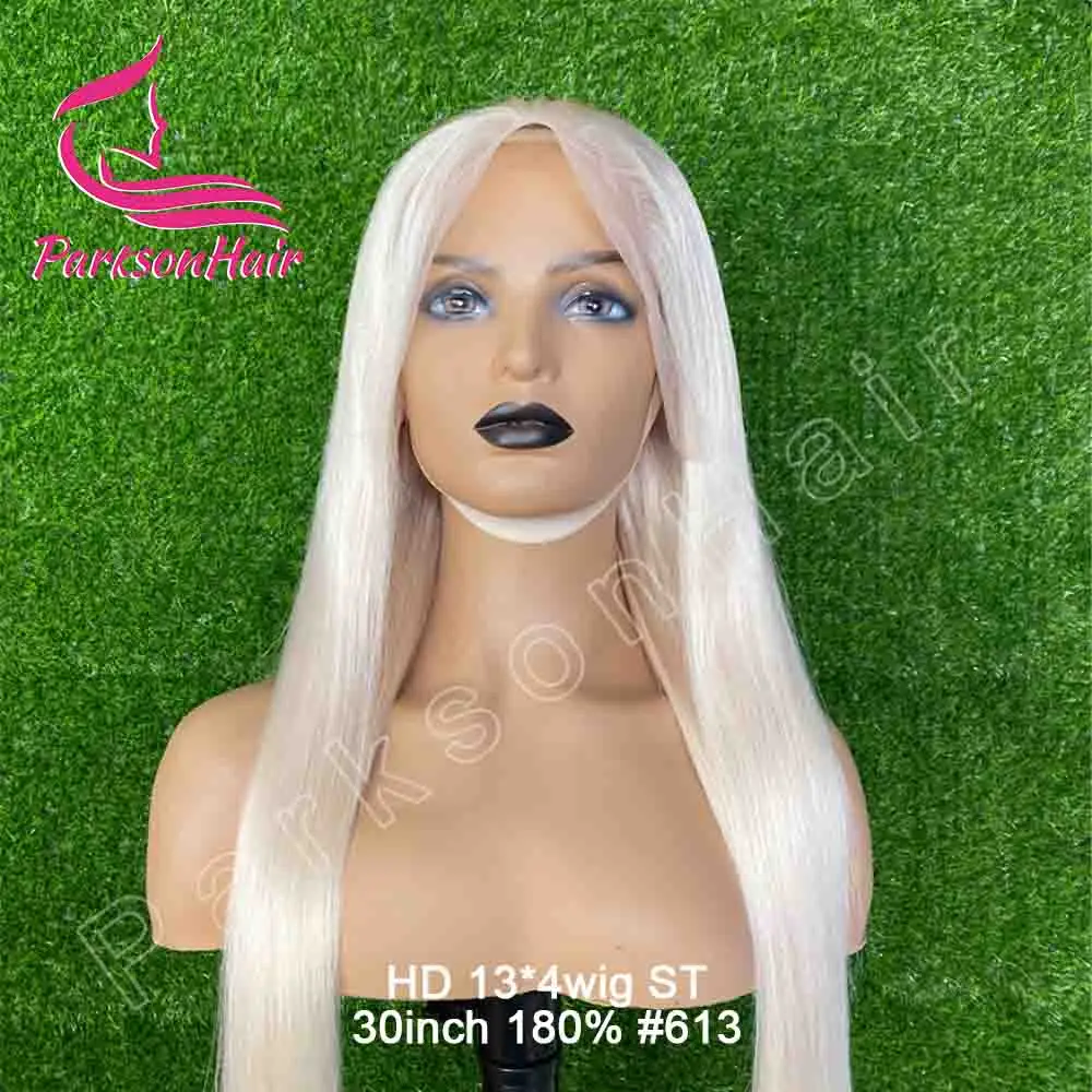 60# 13x4 13x6 Transparent Lace Frontal Wig Brazilian Straight 613 Colored Human Hair T Part Lace Front Wigs Pre Plcuked