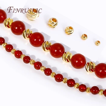 2.5/3/4/5/6MM Spacer Kralen Voor Sieraden 18K Vergulde Afscheiders Voor Kralen, DIY Kralen Bevindingen, Gesneden Patroon Ronde Kralen