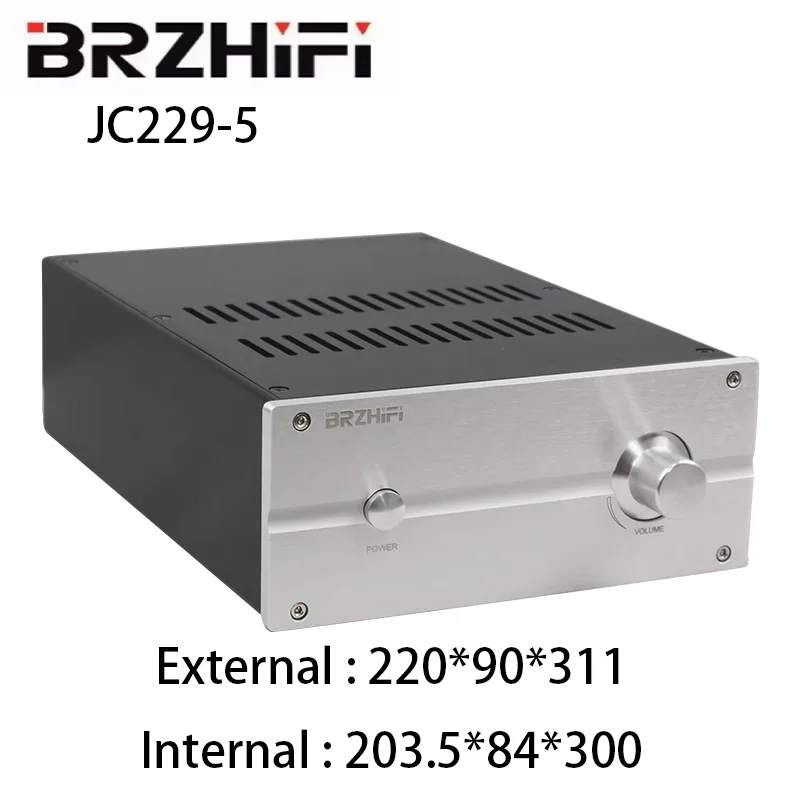 BRZHIFI Preamplifier Chassis Audio Amp Board shell JC229-5 Vent Aluminum durable Sound amplifier Enclosure with Tone Control