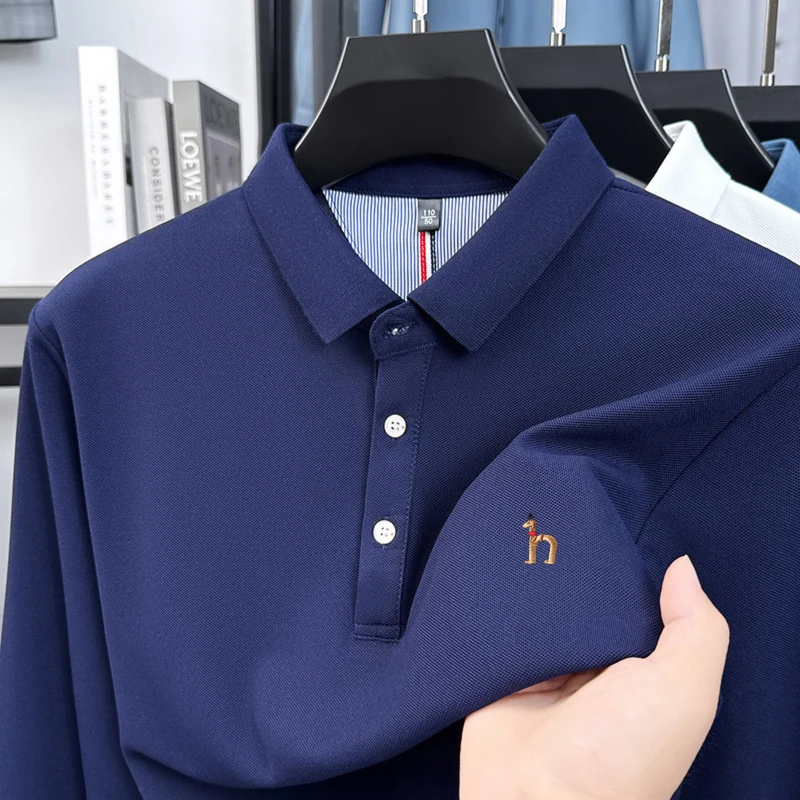 Premium Brand Quality Men's Polo Shirt Autumn Fashion Cartoon Embroid Long Sleeve Exquisite Lapel T-Shirt Business Menswear Top image 5