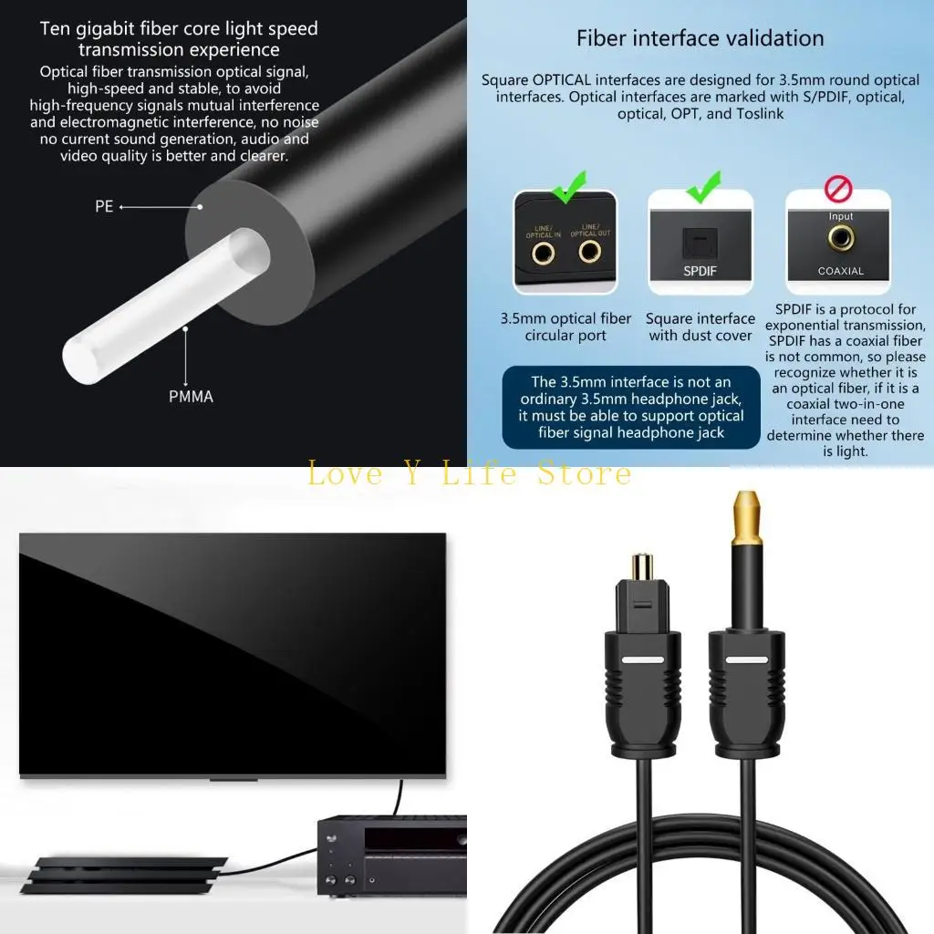 

L74C Optical Sound to Conversion 192KHz Adapter Cord Optical to Conversion Cord Simple to Use for TV Sound Systems