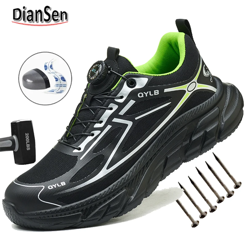 

Защитная обувь, мужские рабочие ботинки со стальным носком, нескользящая, противопрокольная, строительная рабочая обувь, дышащие походные кроссовки на шнуровке