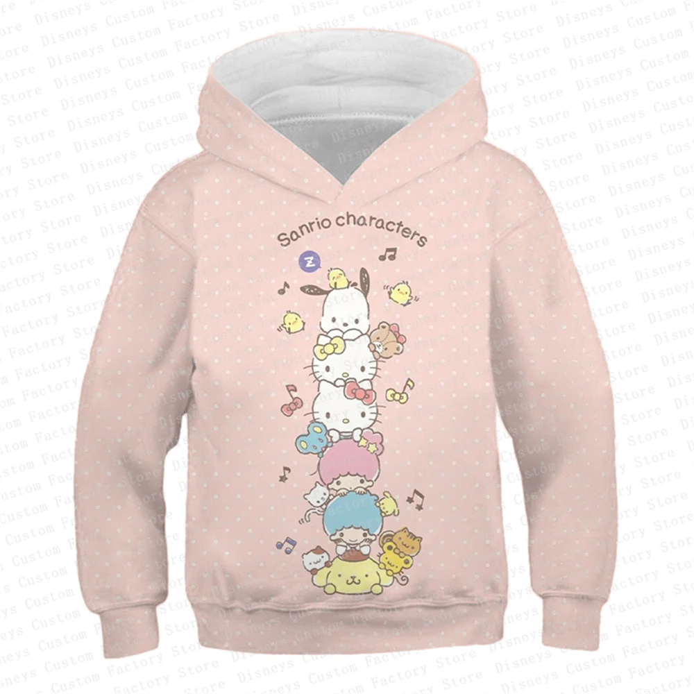 Children\'s Clothes Girls Cute Hoodies Cartoon Animal Hello Kitty & Friends Sanrio 3D Printed Child Sweatshirt Teen Boys Pullover