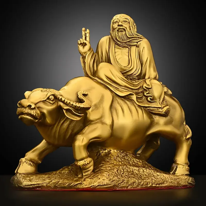 Copper Bronze Statue of Laozi Riding Bull Character Statue Laozi Out of Customs Home Craft Decor