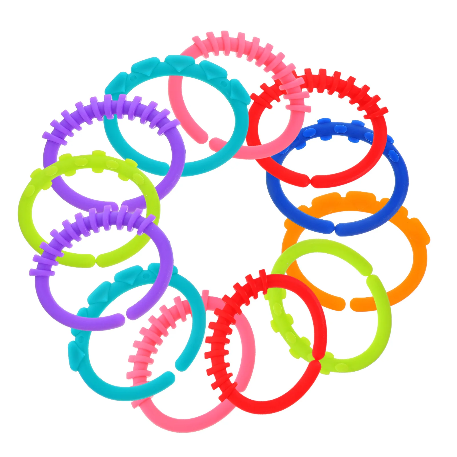 18 Pcs Finger Connecting Ring Baby Activity Toys Stroller Rubber for Staying Close Teether Rings Rattle