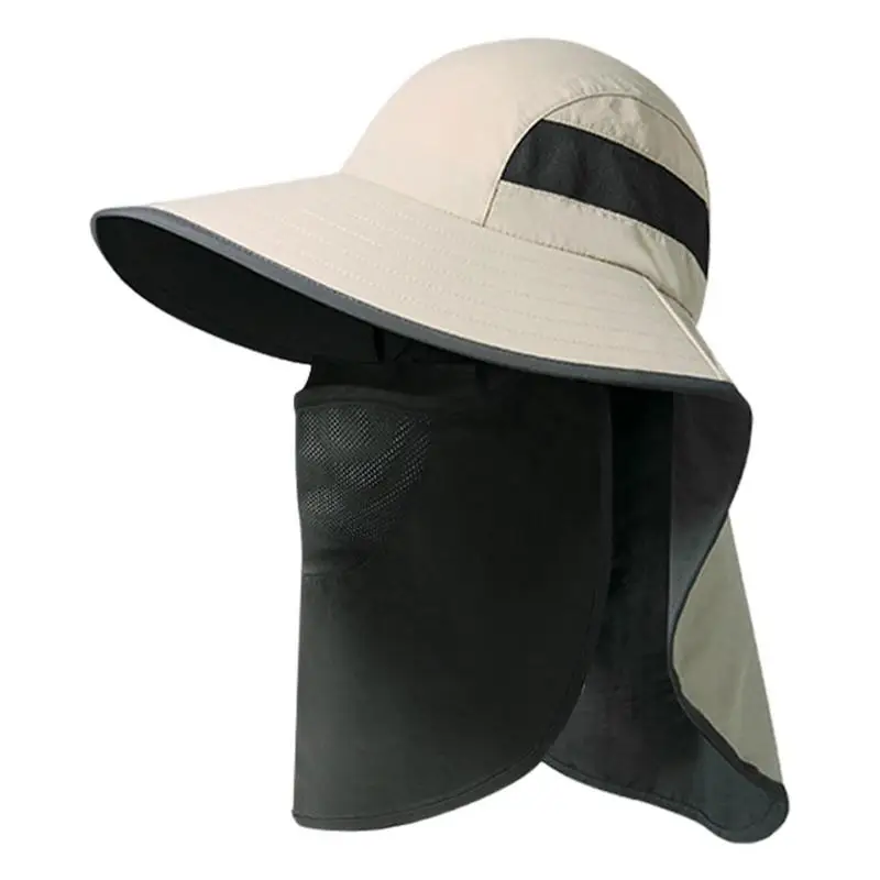 Hat Neck Flap Fishing Hat Face Neck Flap Cover Wide Brim Windproof UV Protection Breathable Fishing Hat For Hiking Camping