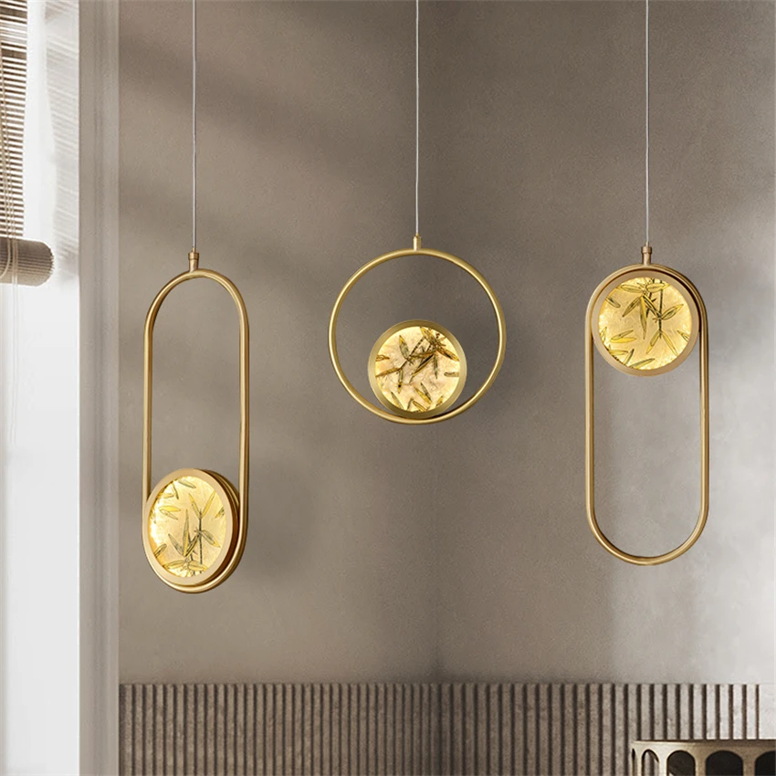 Chinese bedside enamel stained glass pendant lights bedroom designer luxury brass long line hanging lamps living room fixtures
