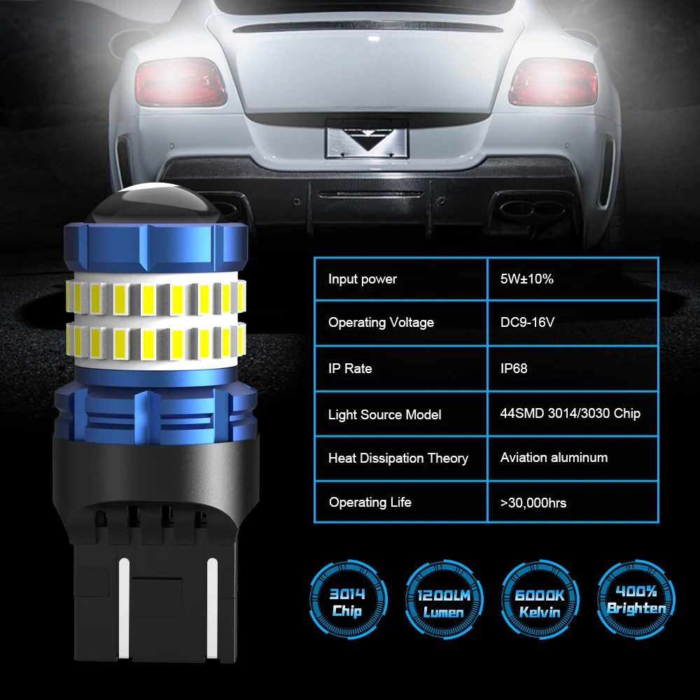 AENVTOL 2 sztuki Canbus T15 W16W P21W BA15S światła cofania zapasowa LED W21W W21/5 W SRCK P27/7W światła dzienne lampka kierunkowskazu