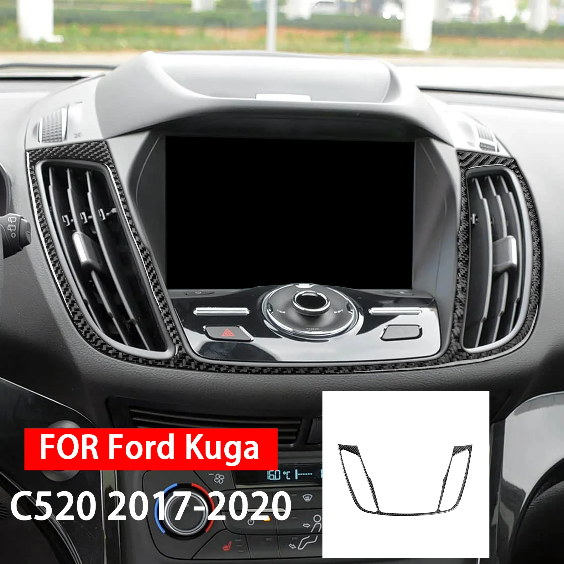 

For Ford Kuga C520 2017 2018 2019 2020 Carbon Fiber Central Control Air Conditioning Vent Frame Car Interior Accessories Sticker