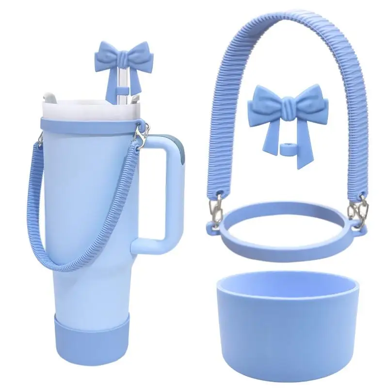 3PCS/SET Tumbler Cup Hand Strap Straw Lid Cover Bowknot Accessories Set For 10mm Straws Replacement