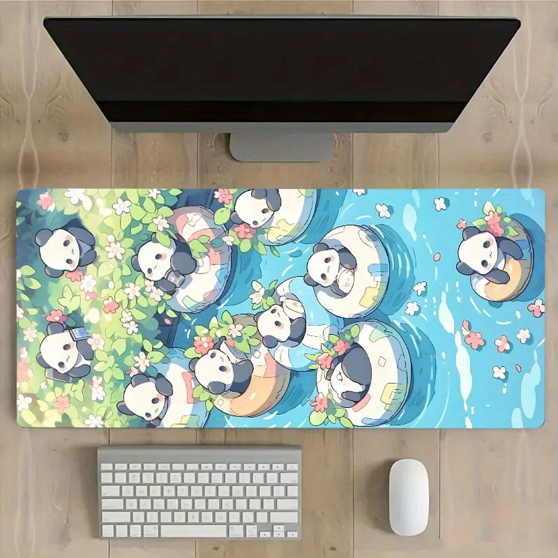 Cute Anime Panda Large Mouse Pad Computer Kawaii Keyboard Pad Desk Mat Non-Slip Mousepad Table Accessories Work Game Office Home