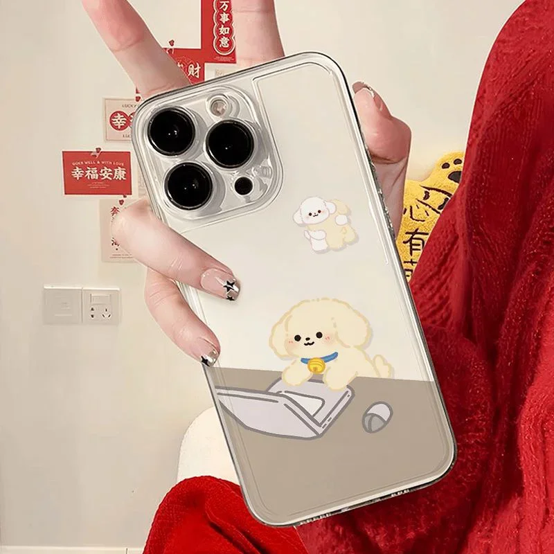 Rabbit Dog Cell Couple Phone Case For iPhone 16 15 11 12 14 13 Pro Max Mini XS Max XR SE 7 8 Plus Soft Animal Silicone Covers