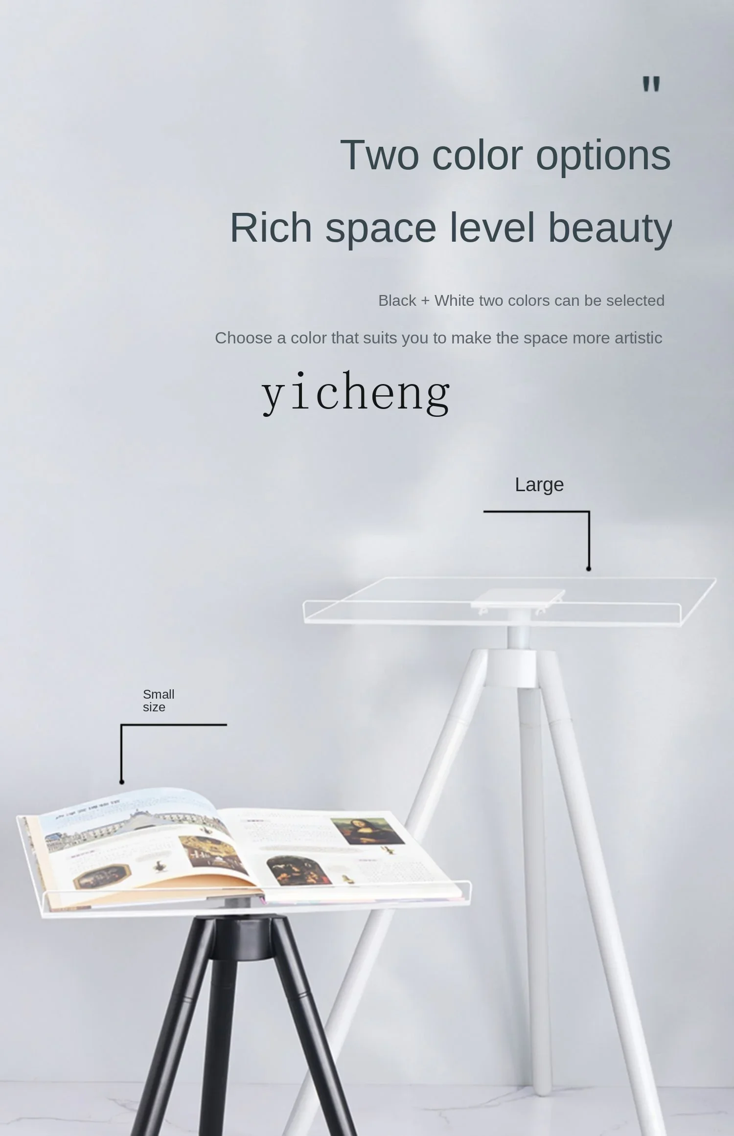 TQH Magazine Display Stand Acrylic Tripod Minimalist Book Album Flip Page Big Book Reading Stand