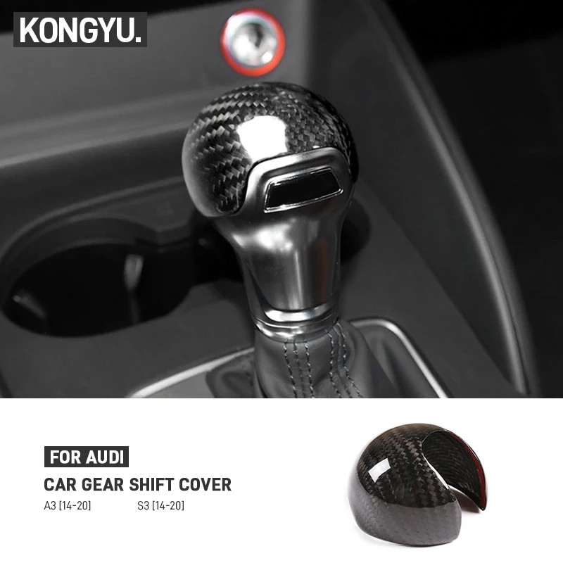 

Для Audi A3 S3 2014 2015 2016 2017 2018 2019 2020 Стайлинг автомобиля из настоящего углеродного волокна, ручка переключения передач, накладка на голову, автоаксессуары