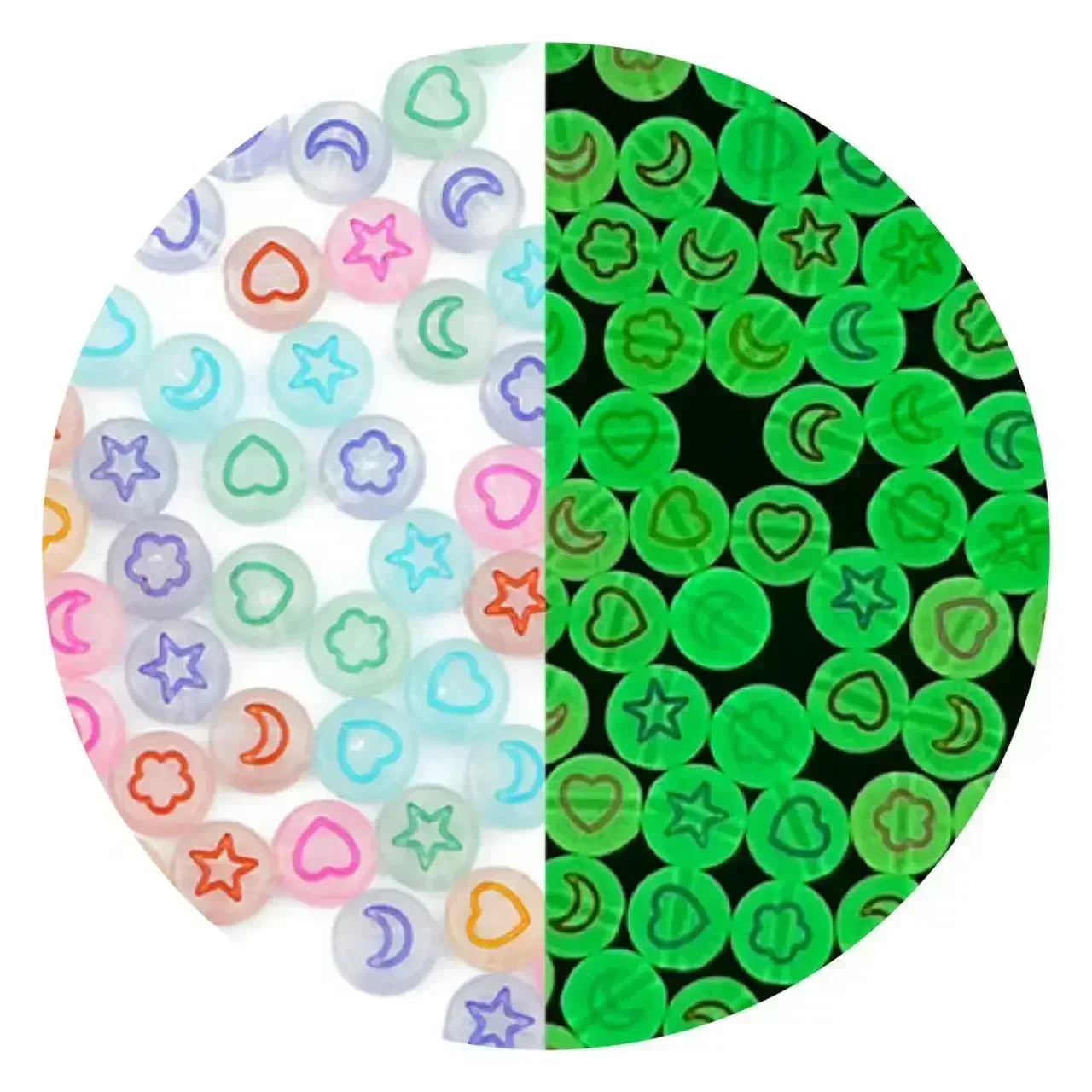 100-500pcs Acrylic Luminous Letter Beads Glow in the Night Flat Spacer Loose Beads for Jewelry Making Diy Bracelet  Accessories