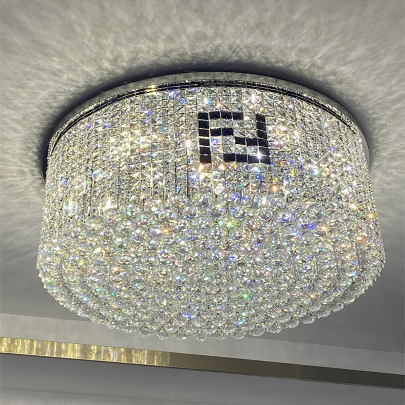 Light luxury K9 living room crystal ceiling light high-grade new crystal light postmodern atmospheric bedroom light room light