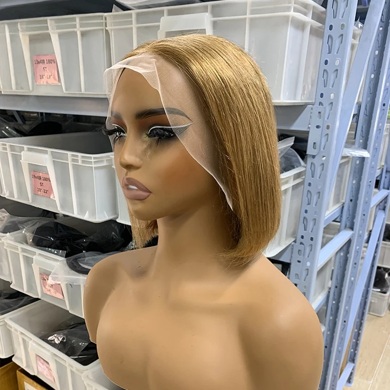 6 Zoll Double Drawn Bob Glatte Echthaarperücke 13x4 Lace Frontal Glueless Perücke Farbe 99J Remy Haarperücken für Frauen – Detail 8