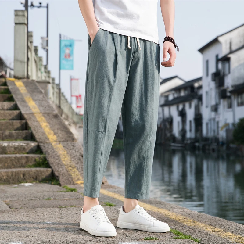 M-5XL!2023 New Men\'s Casual Trousers All-match Loose Linen Trousers Fashion Trend Trousers Cargo Pants Men