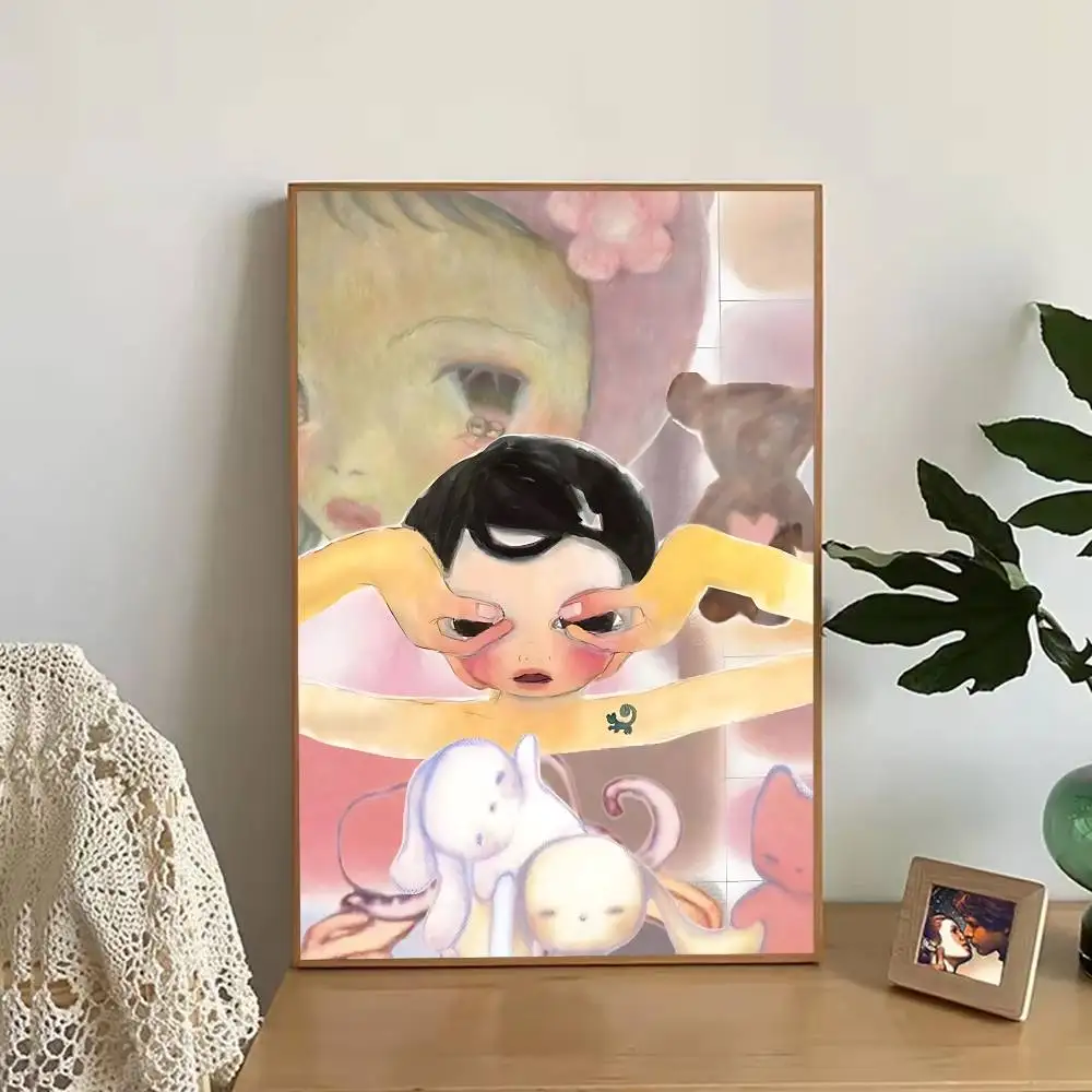 Cute Y-Yoshitomo N-Nara Retro Fashion Pictorial Poster Sticky Poster Paper Sticker DIY Room Bar Cafe Wall Decor Gift