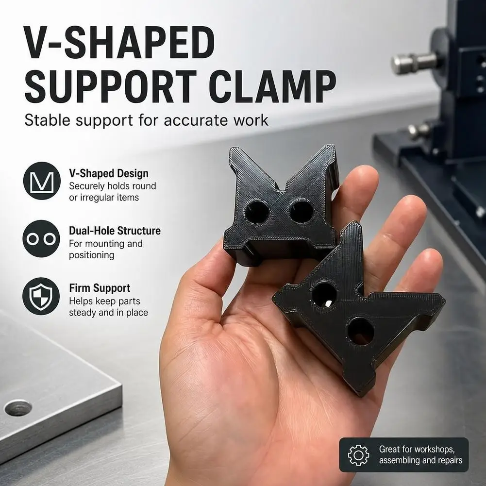 2Pcs 90 Degree V-Shaped Support Blocks V-Shaped Cylindrical Lathe Positioning Bracket Black Fixing Cylinder Locating Bracket