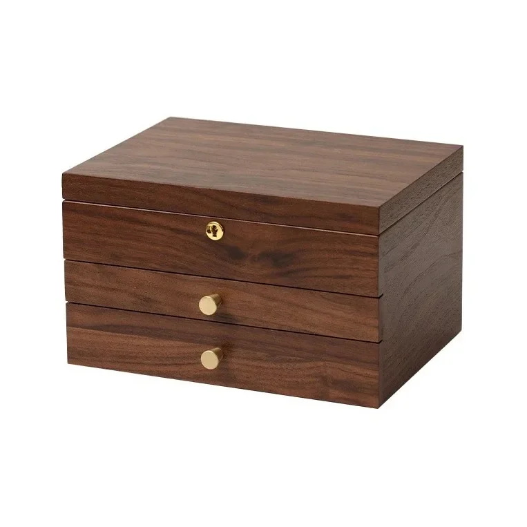 

Wooden Jewelry Box, Multi-Layer Jewelry Box with Lock, Valentine's Day Gifts