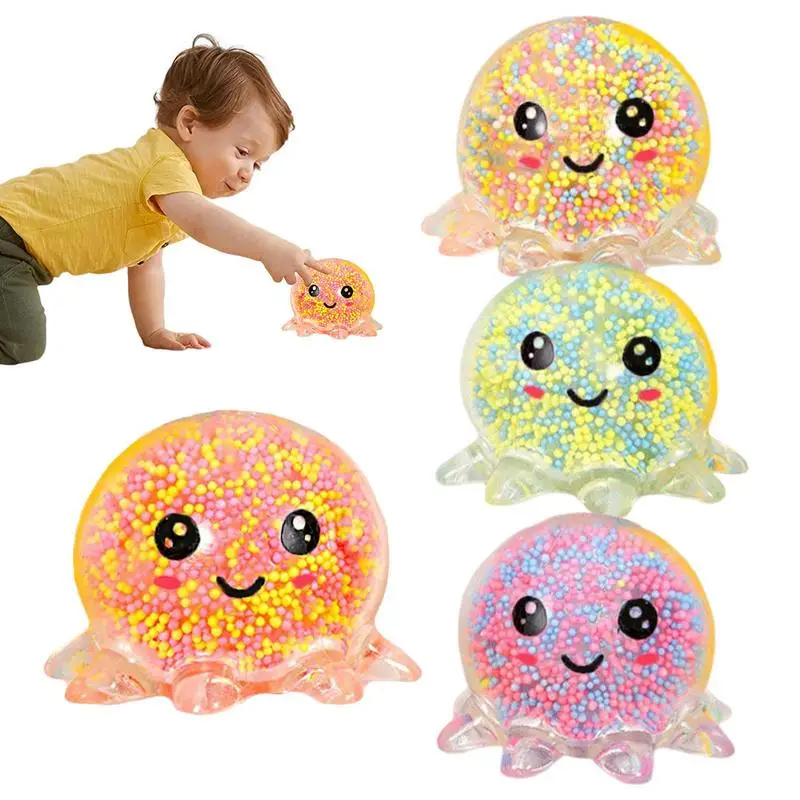 Glowing Light Squid Vent Ball Squeeze Toy Soft Sensory Bubble Octopus Ball Stress Relief Toy For Kids Birthday Xma Party Gifts