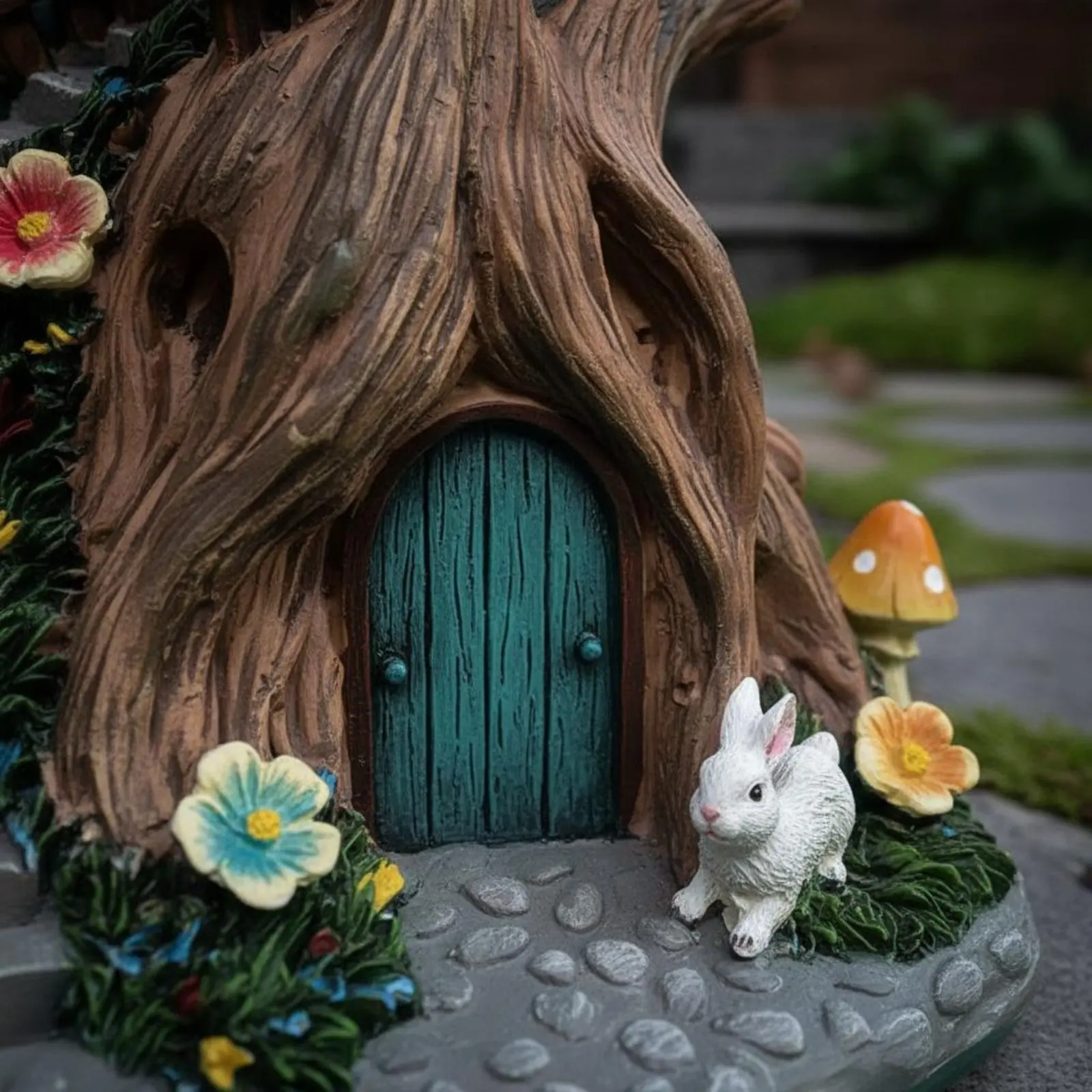 Fairy Tree House Resin Material Treehouse Figurine Fairy House Statue Hand Painted Glowing Garden Statue Original Design - view 4