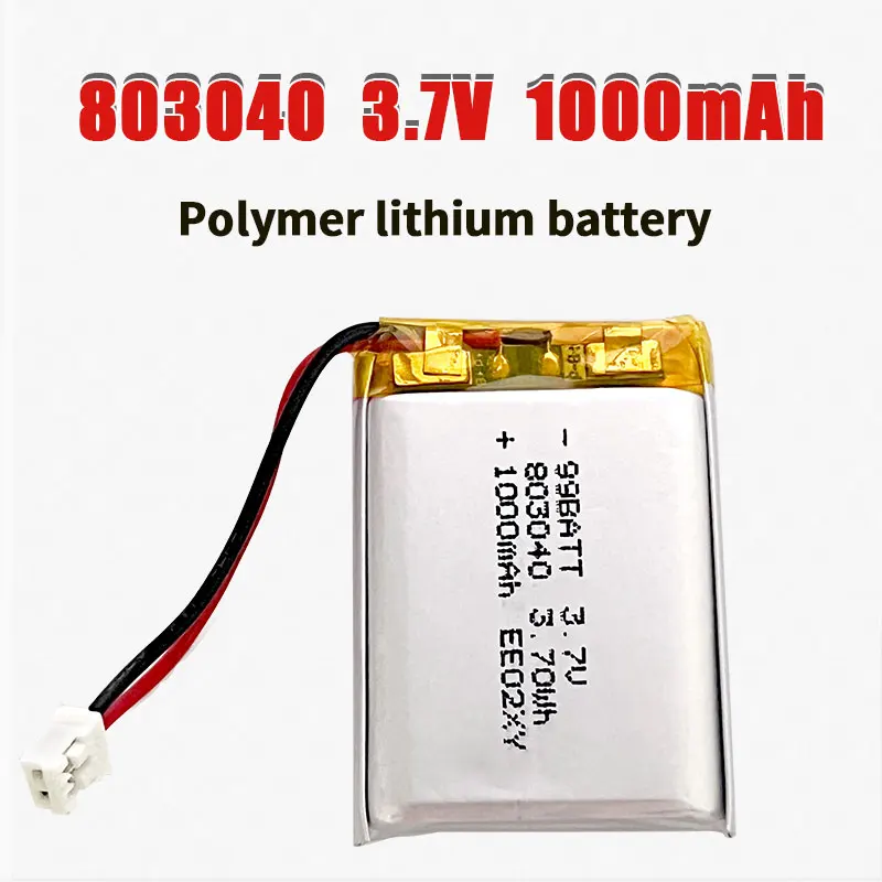 

803040 Battery Li Po 1000mAh 3.7V Polymer Li-ion Batteries for Ps4 Game Controller Radio MP3/mp4 Gps Led Light Rechargeable Cell