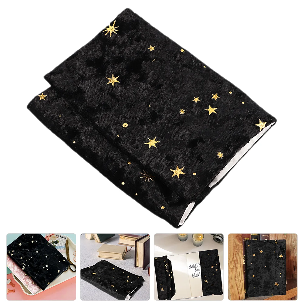 A5 Velvet Gold Foil Star Moon Cover Notebook Protector Elegant Stylish Dust Proof Gift Idea Students Book Sleeve