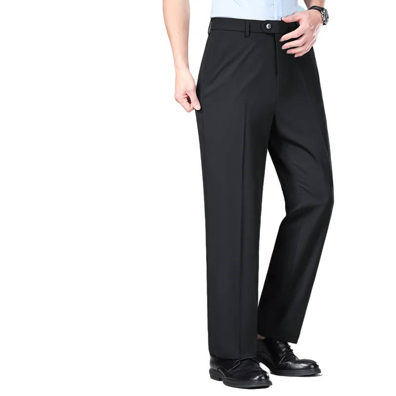 

Men's Trendy Suit Trousers - Lightweight Ice Silk Blend Business Dress Pants, Perfect for Casual Blazer Comfortable Workwear