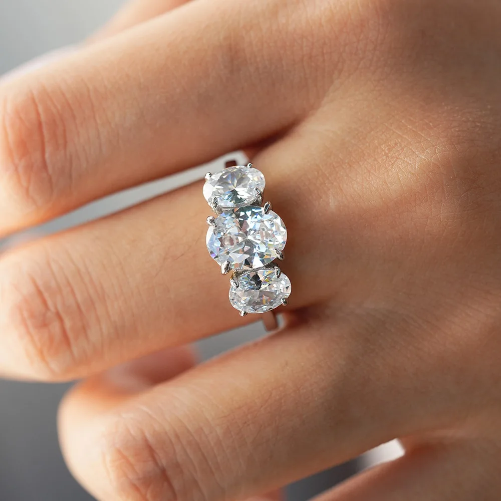 

4 Carat Moissanite Engagement Rings for Women s925 Sterling Silver Wedding Rings, Mother Gift Ring