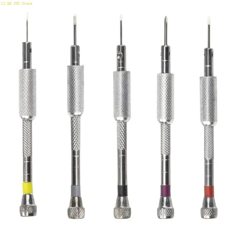 W3JE Mini Aluminum Screwdriver Set For Watch Repair Clock Maintenance Includes 5 Size