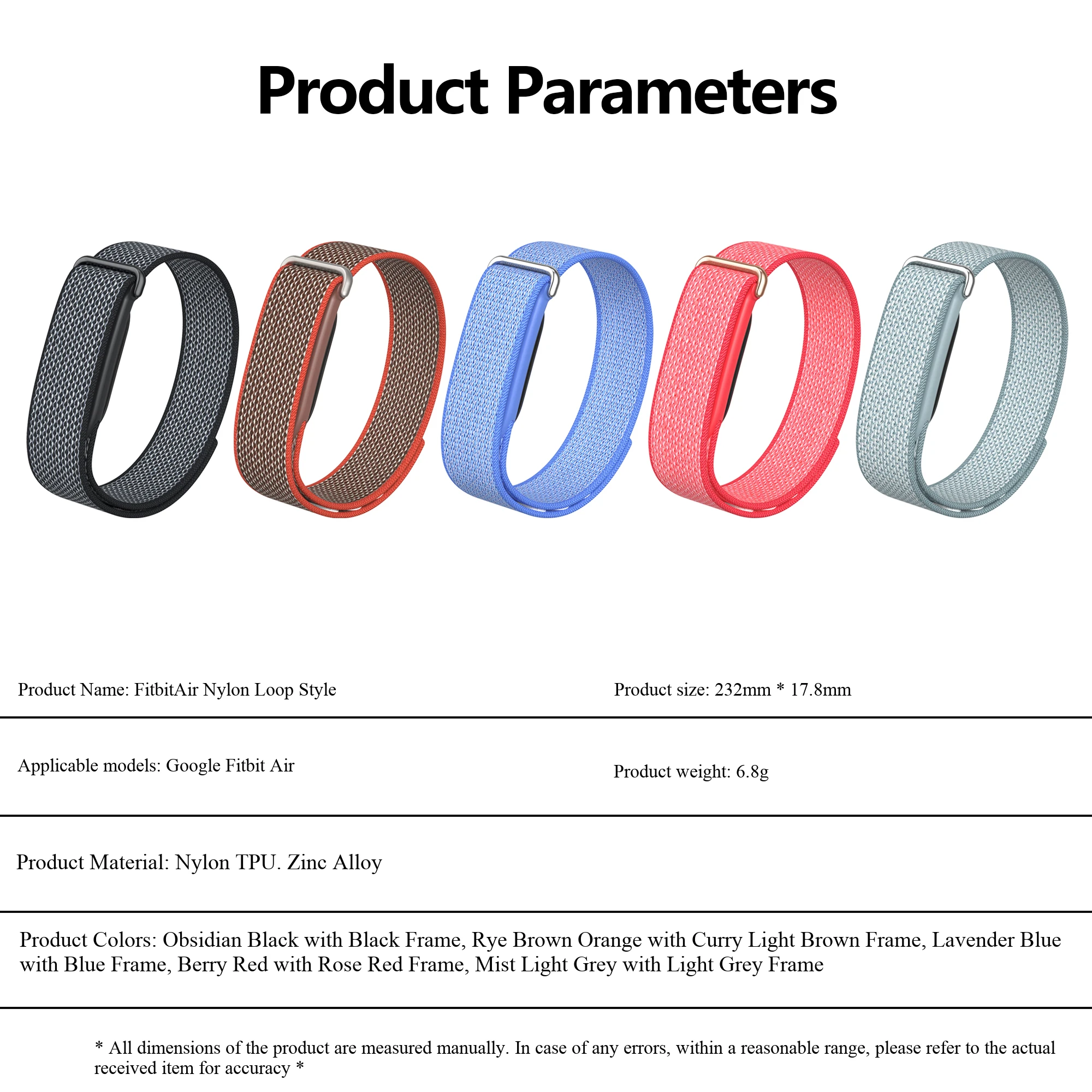 Google Fitbit Air Atmungsaktives Sport-Fitness-Tracker-Armband aus gewebtem Nylon, verstellbares weiches Armband für Laufzubehör – Detail 1
