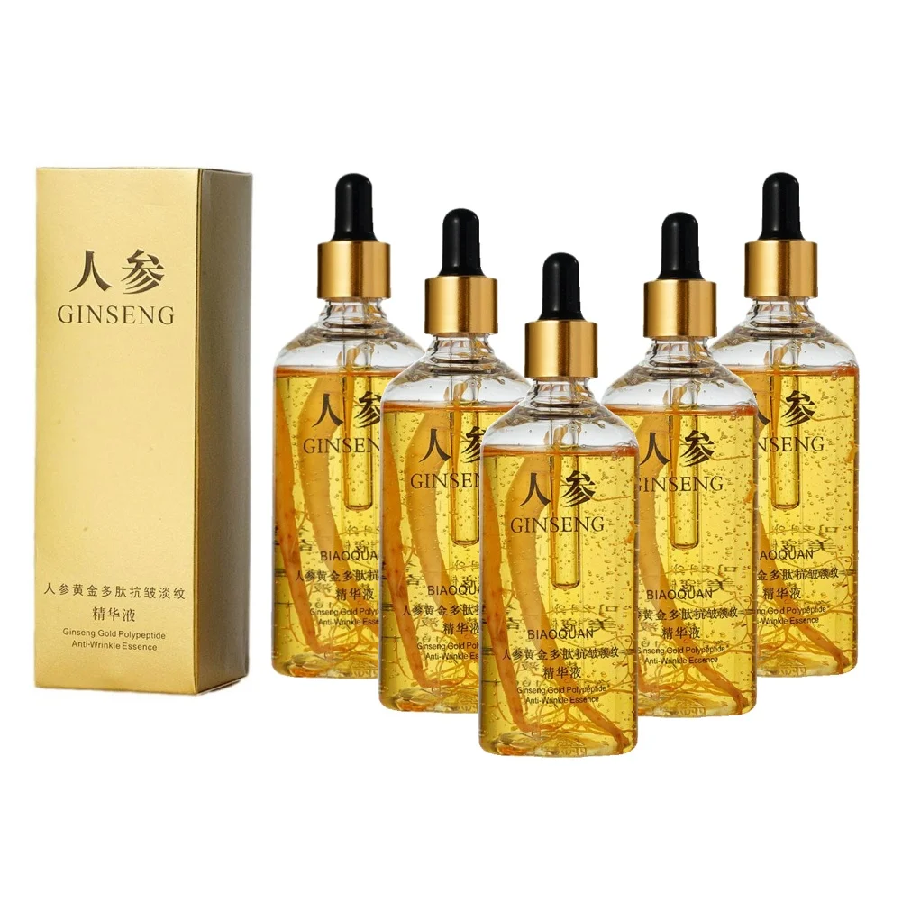 

5pcs Gold Ginseng Face Essence Polypeptide Anti-wrinkle Lightning Moisturizing Niacinamide Facial Serum for Skin Care