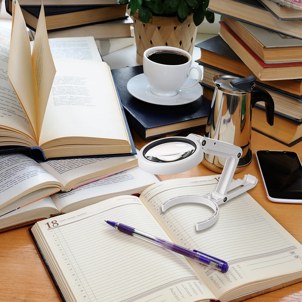 

Светодиодная лупа с ABS-ручкой для чтения книг, газет и документов на столе, ручная лупа с подсветкой