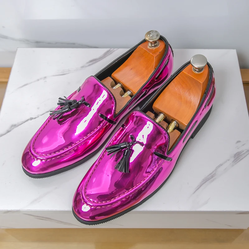 

Мокасины, мужская обувь, деловая кожаная обувь с кисточками, мокасины, обувь для свадебной вечеринки на мягкой подошве, фиолетовая повседневная обувь, большие размеры 47