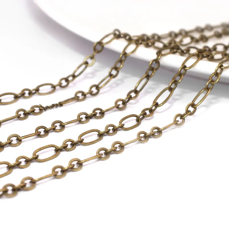 5 Meters Antique Bronze Vintage Style Copper Flat O Shape Chain Diy Jewelry Making Supplies Necklace Accessories for Women