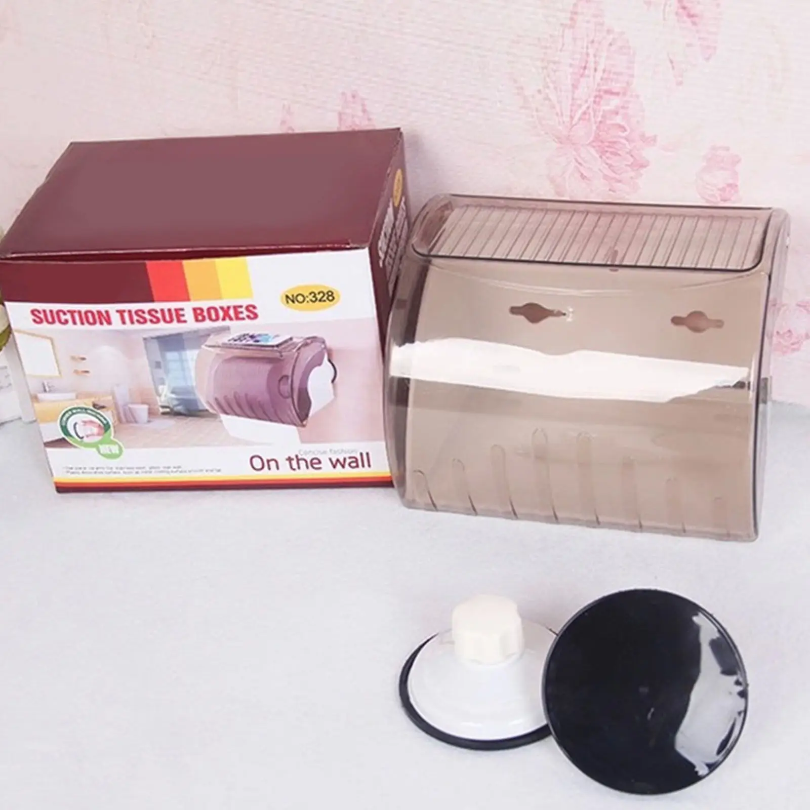 Waterproof Toilet Paper Holder Cover Wall Mounted Plastic Roll Tissue Box Suction Cup Shelf Storage Holder with Toothed