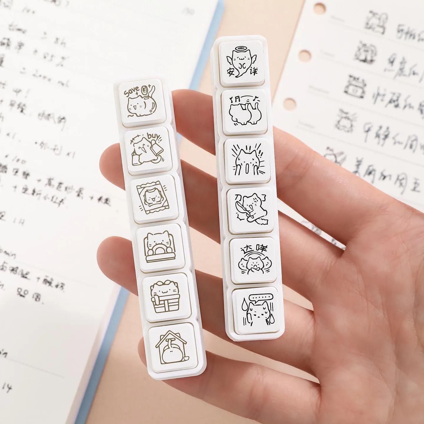 Six sided kitten seal 2.0 cute cat expression cartoon student hand account daily record pressing punch in seal