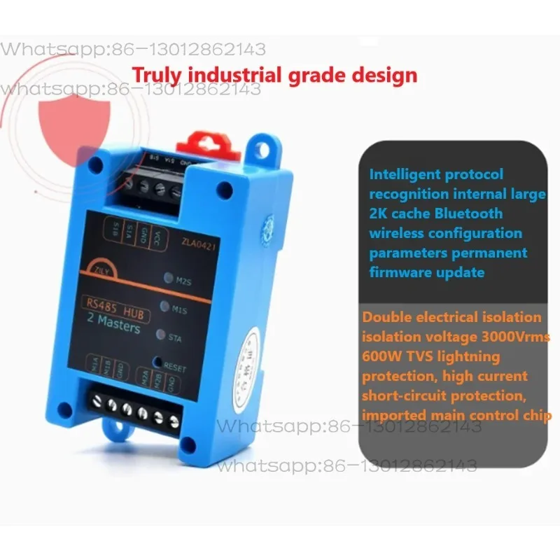 RS485 Bus Two-Master One-Slave Signal Sharing Hub, Multi-Master Bidirectional Data Distribution Communication Module