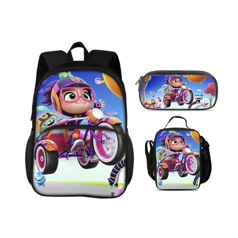 Abby Hatcher Round Front Bag Backpack Pen Bag Ice Bag 3Pcs Set New Cartoon Print Student Boys&Girl Best Birthday Gift for School