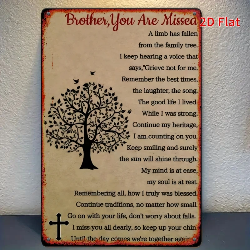 Vintage Rustic Aluminum Wall Art 8x12 In Waterproof Durable Memorial Poem Sign For Brother Grief Home Indoor Decor