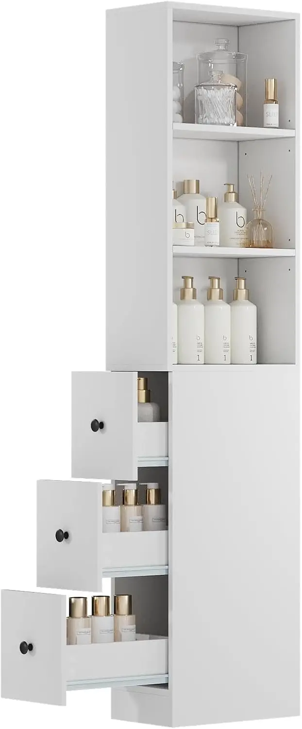 

Storage Cabinet Tall Narrow Bathroom with 3-Level Adjustable Shelves Bathroom Cabinets Free Standing Home Space Saver for Living