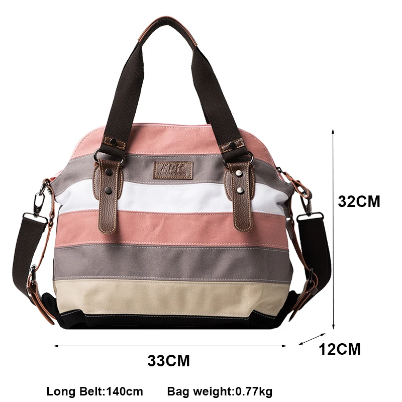 Pink Gray White Khaki Stripe Patchwork Canvas Women Handbags Fashion Leisure Large Totes Bags Summer Travel Ladies Shoulder Bags