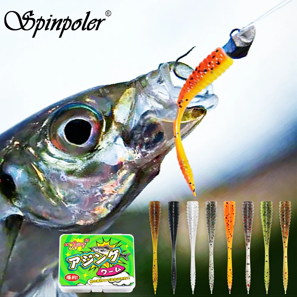 Spinpoler Micro Soft Worm Stick Angelköder 48mm TPR Schwimmender Segmentierter Körper Drop-Shot-Köder für Barsch Forelle Zander Eisfischen Meeresangeln