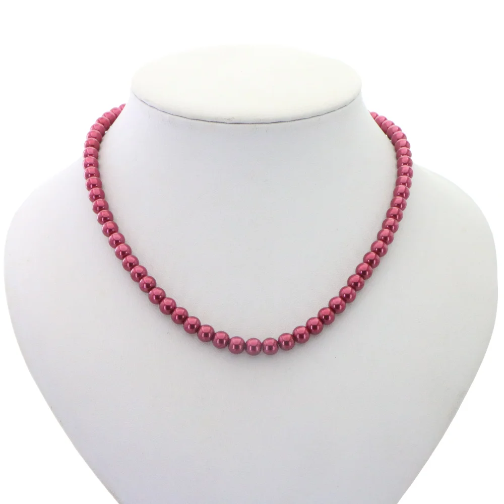 Hot Free New Beautiful Natural Charming 12mm Rose Red South Sea Shell Pearl Necklace 18\