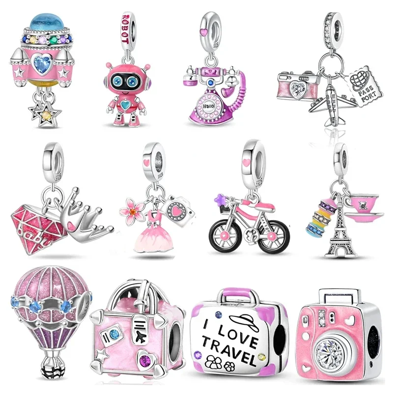 Silver-Plated Rocket  Star Drop Charms Beads Fit Original Bracelets Bag Keychain Charms Beads Pendant Diy Women Jewelry Gift