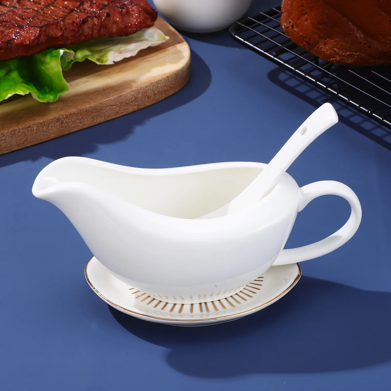 

Ceramic Gravy Boat Elegant Dipping Sauce Cup Heat Resistant Safe Strong Healthy Design Suitable Casual Formal Occasions Moderate