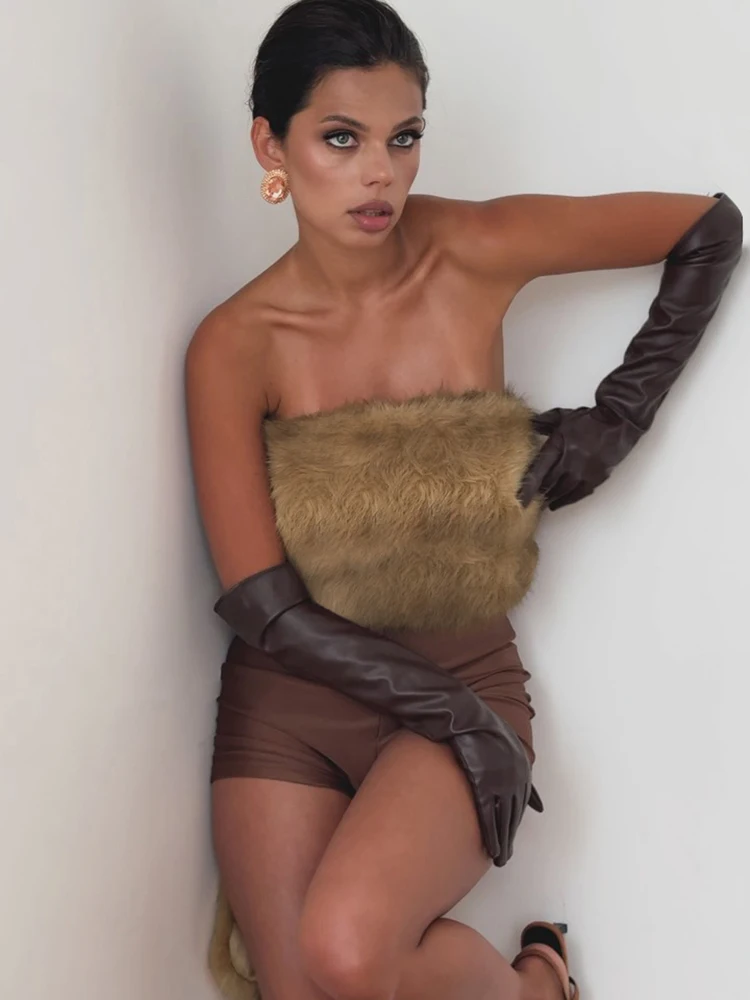 

Nibber Furry Bandage Corset Tops Women Tassel Sleeveless Backless Sexy Hottie Christmas Music Festival Wild Midnight Streetwear